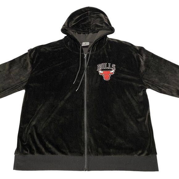 Chicago Bulls Jacket Mens XL Black NBA Basketball Sports Hooded Full Zipper - Picture 8 of 15